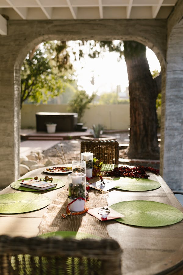 black and white placemats