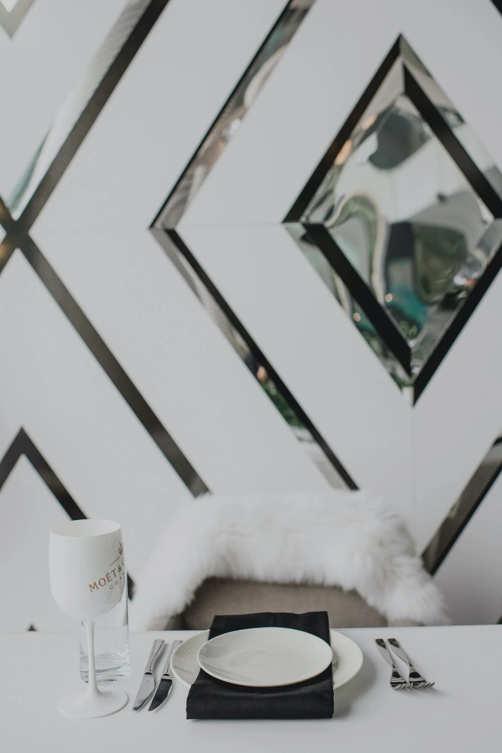 black and white placemats