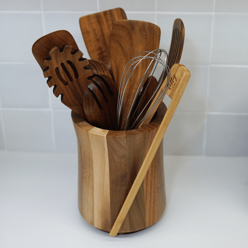360 wooden utensil caddy