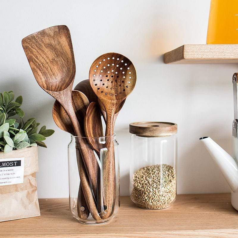 Teak Wood Kitchen Utensil Set – Still Serenity