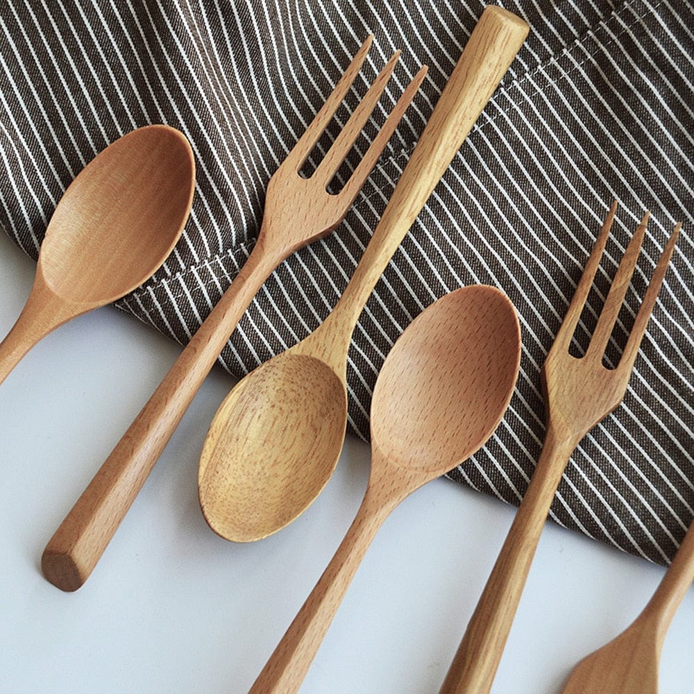 Brass and Wood Cutlery Set | Organic portable utensil