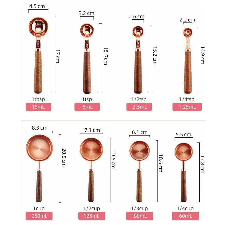 Copper Measuring Cups/Spoon Set